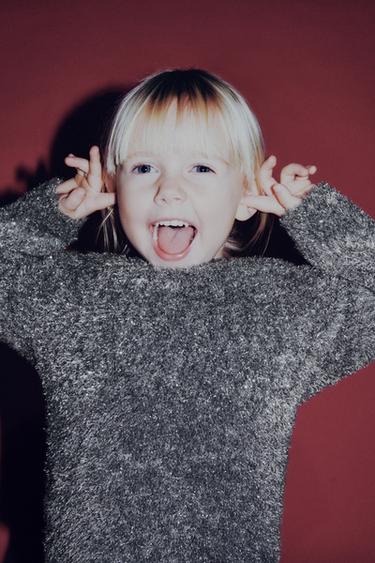 SHIMMER FAUX FUR KNIT JUMPER - Silver by Zara