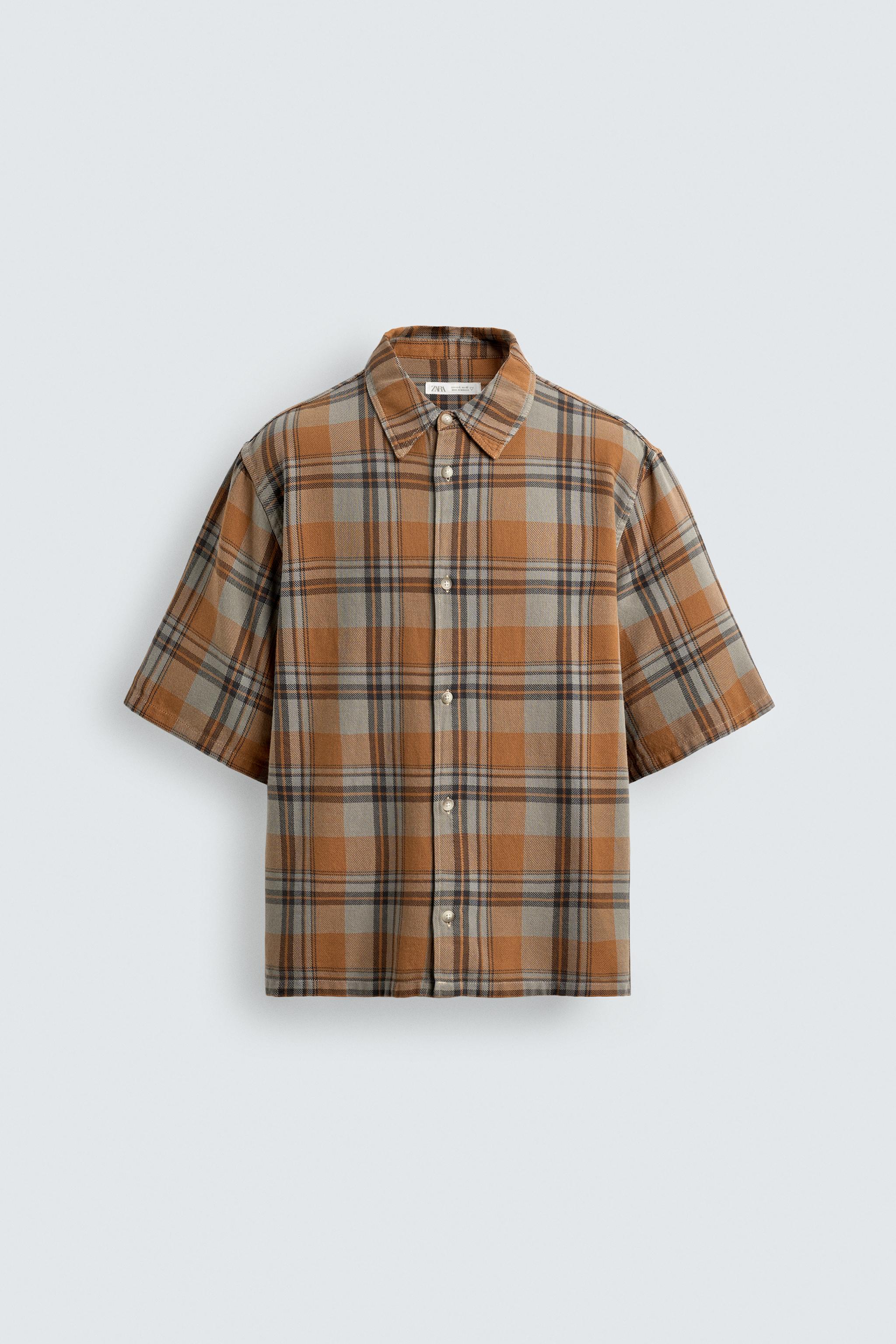 BOXY FIT CHECK SHIRT - Beige | ZARA South Africa