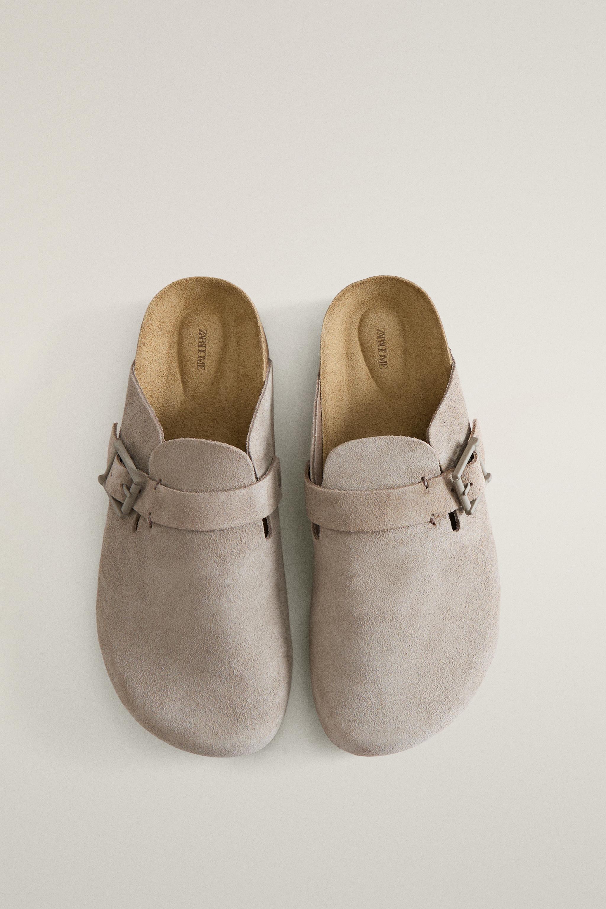SABOT EN CUIR À BOUCLE ET SURPIQÛRES