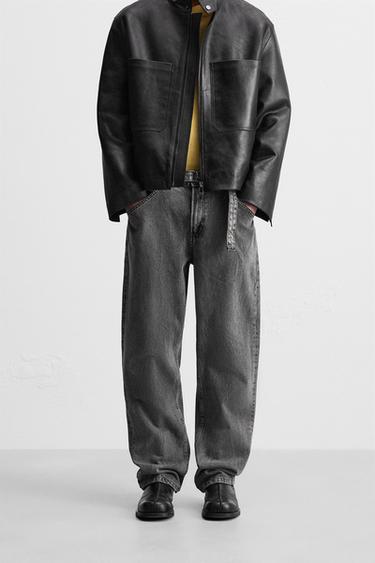 BELTED RELAXED FIT JEANS - Grey by Zara