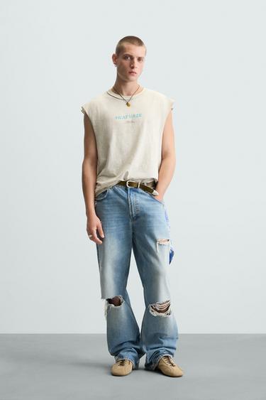 CAMISETA TANK ESTAMPADO LAVADO - Gris antracita de Zara - Imagen 0