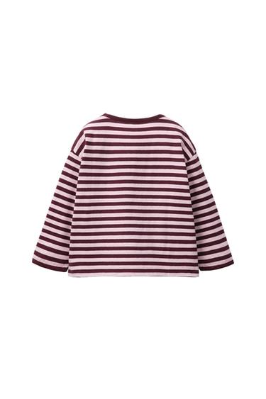 CAMISETA RAYA TEJIDA HEAVY WEIGHT PARCHE CORAZÓN - Granate de Zara