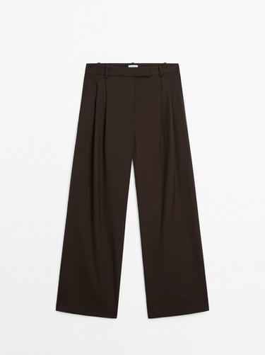 Pantalón doble pinza - STUDIO - Marrón de Zara