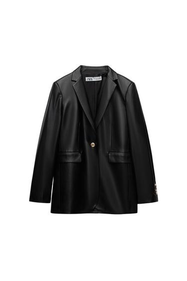 FAUX LEATHER BLAZER