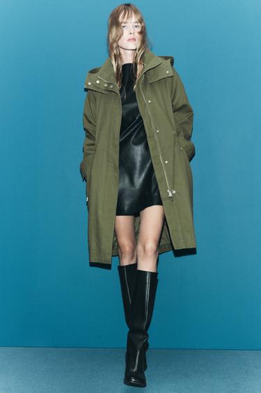 HOODED COTTON PARKA ZW COLLECTION - Green by Zara - Image 0