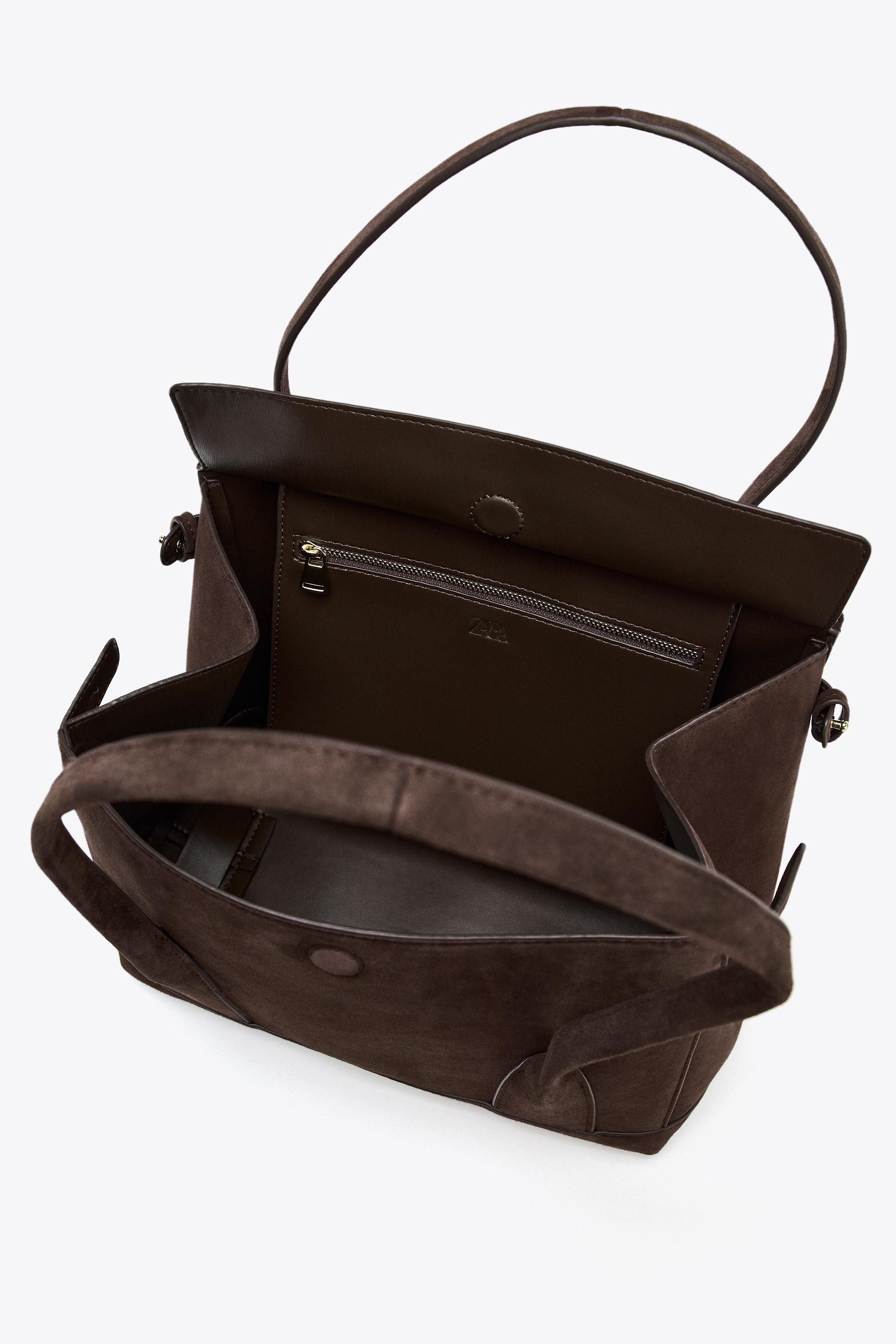 LEATHER CITY BAG - Brown | ZARA United States