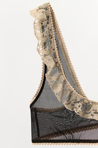 BRALETTE EN RÉSILLE ET DENTELLE - Noir de Zara - Image 5