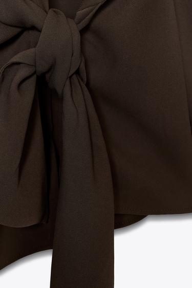 CREPE SHIRT WITH KNOT - Brown by Zara - Image 8