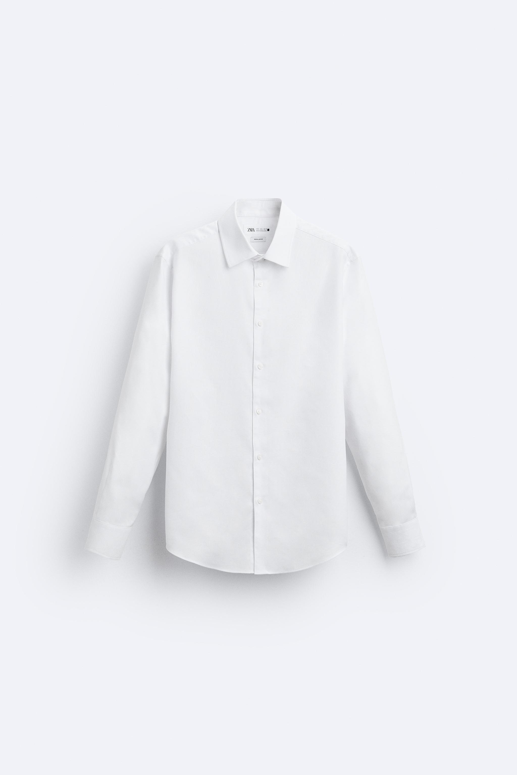 テクスチャーコットンブレンドシャツ - ホワイト | ZARA Japan / 日本