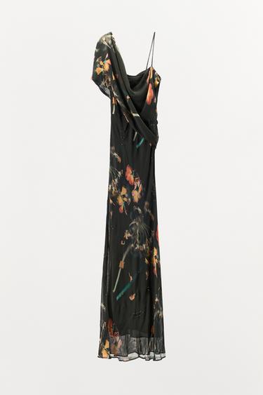 BEADED PRINTED CAPE DRESS - Black by Zara - Image 8