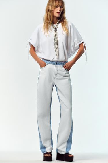Zara COTTON T-SHIRT WITH TIES - White