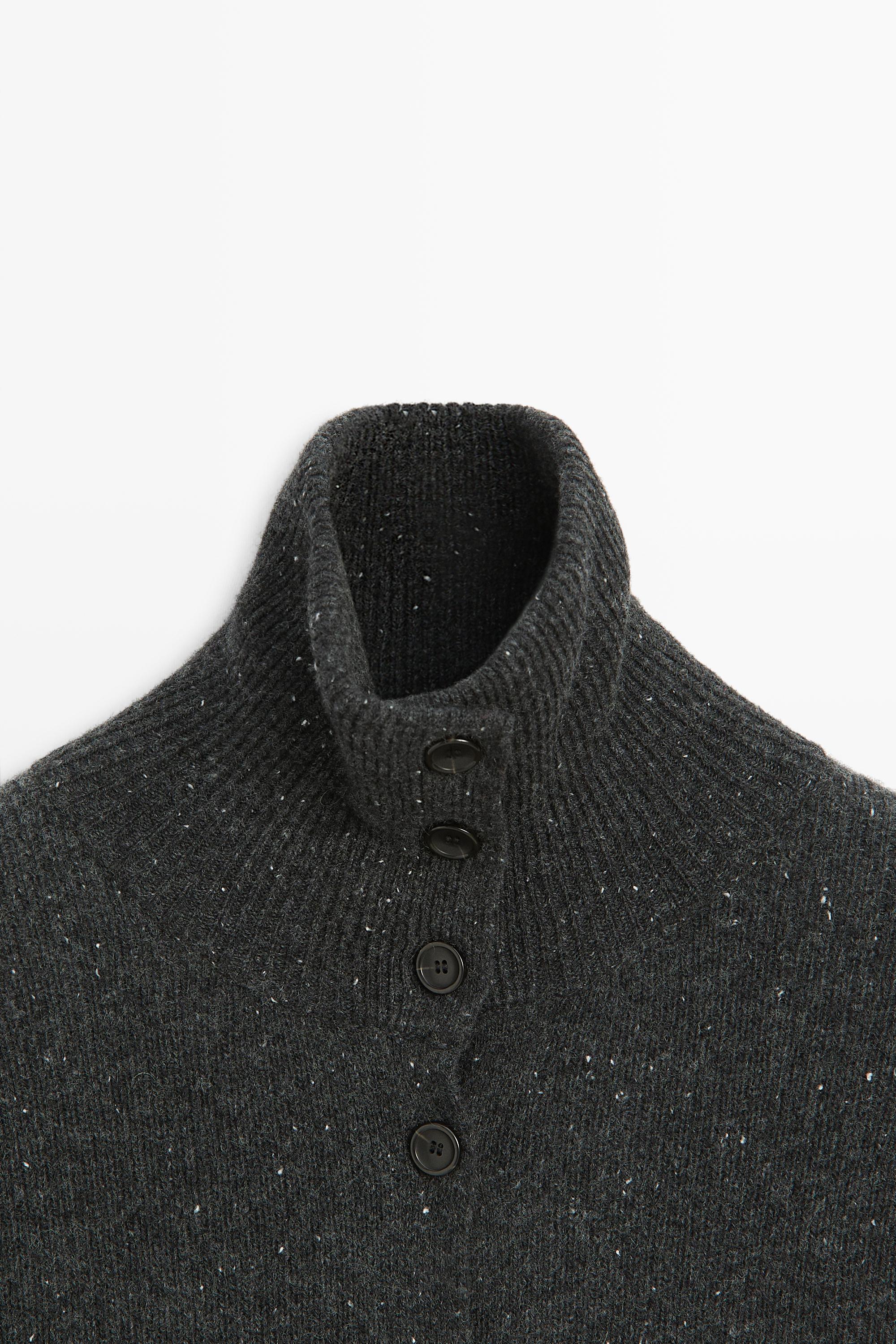 100% wool knit turtleneck cardigan