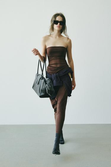 Zara DRAPIRANA KOMBINOVANA MIDI HALJINA – Smeđa