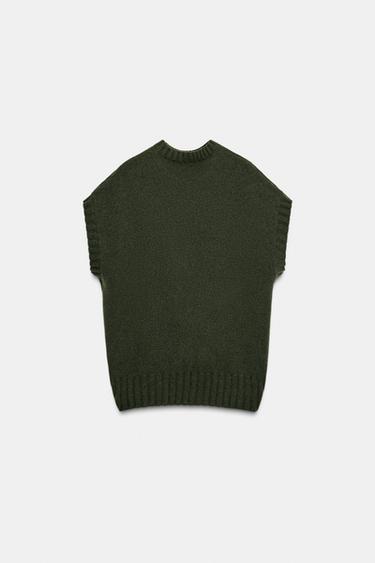 OVERSIZED WOOL WAISTCOAT WITH ASYMMETRIC HEM - Green by Zara - Image 6