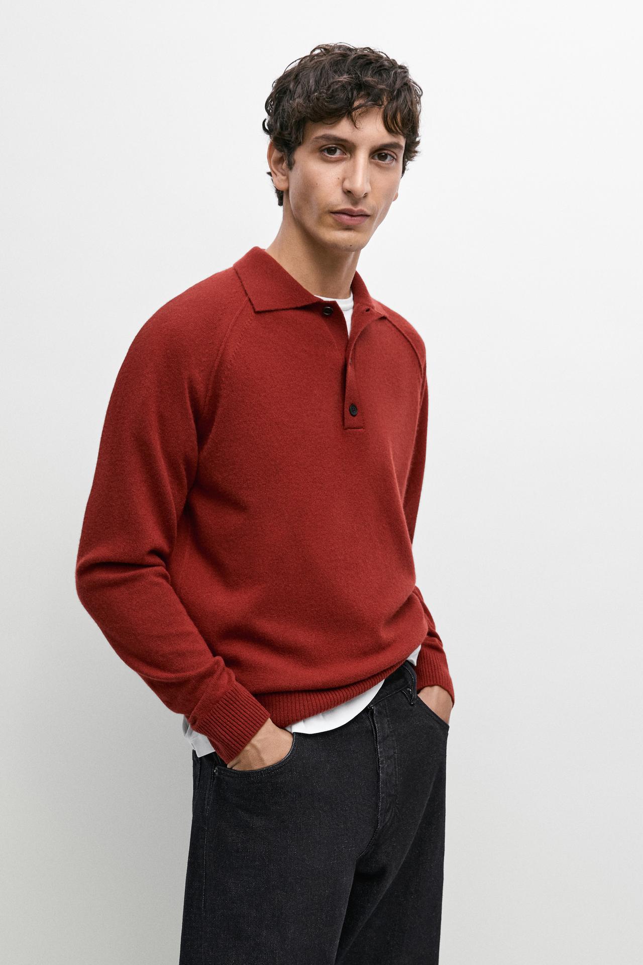100% wool knit polo sweater — 599