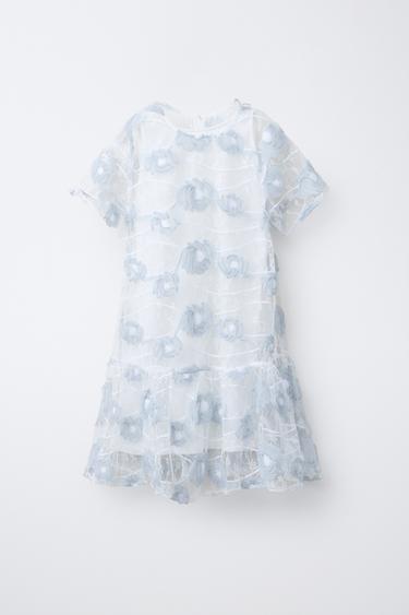 EMBROIDERED TULLE DRESS - Blue/White by Zara - Image 0