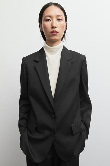 100% extra fine wool two-button blazer — Black 2