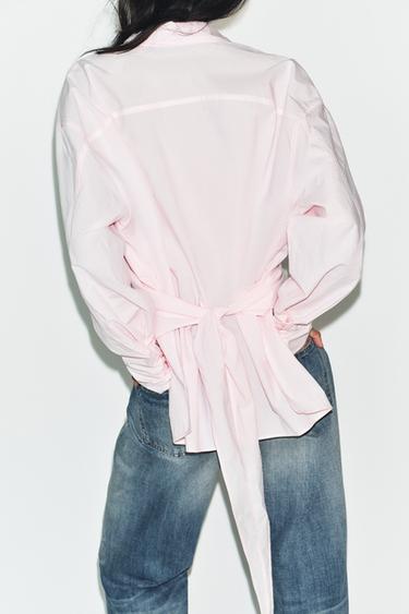 CHEMISE OVERSIZE À NŒUD - Rose délavé de Zara - Image 4