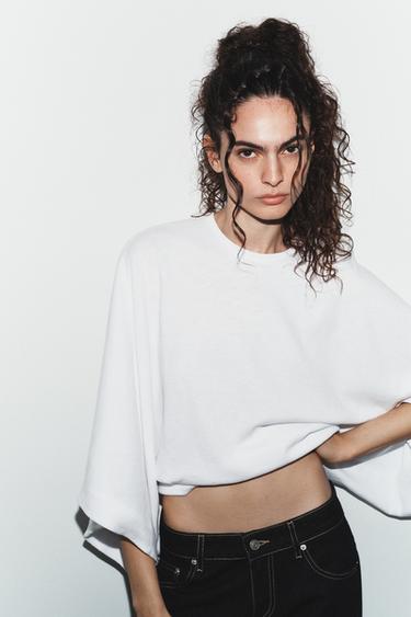 Zara LOOSE COTTON T-SHIRT - White