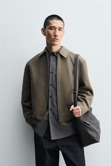Zara CROPPED FIT JACKET - Khaki