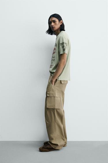 WASHED PRINT KNIT T-SHIRT - Sea green by Zara - Image 3