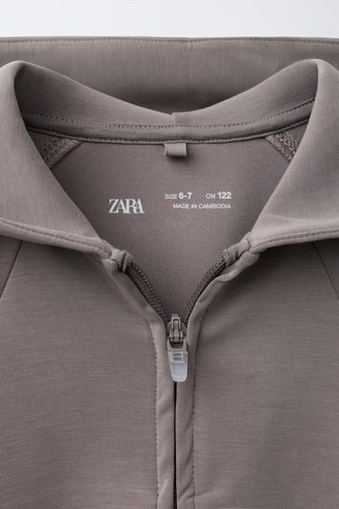 VESTE ZIPPÉE À INSCRIPTION AVEC MODAL - Marron / Taupe de Zara - Image 2