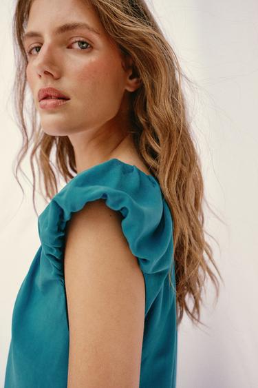 LONG DRESS WITH DEFINED SHOULDERS - Turquoise by Zara - Image 2