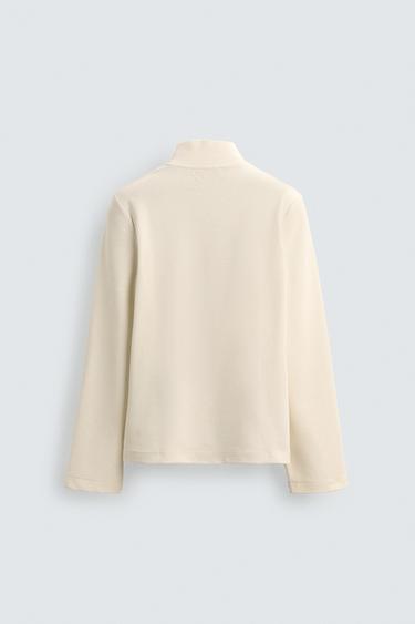 COMFORT LONG SLEEVE T-SHIRT - Light beige by Zara - Image 7