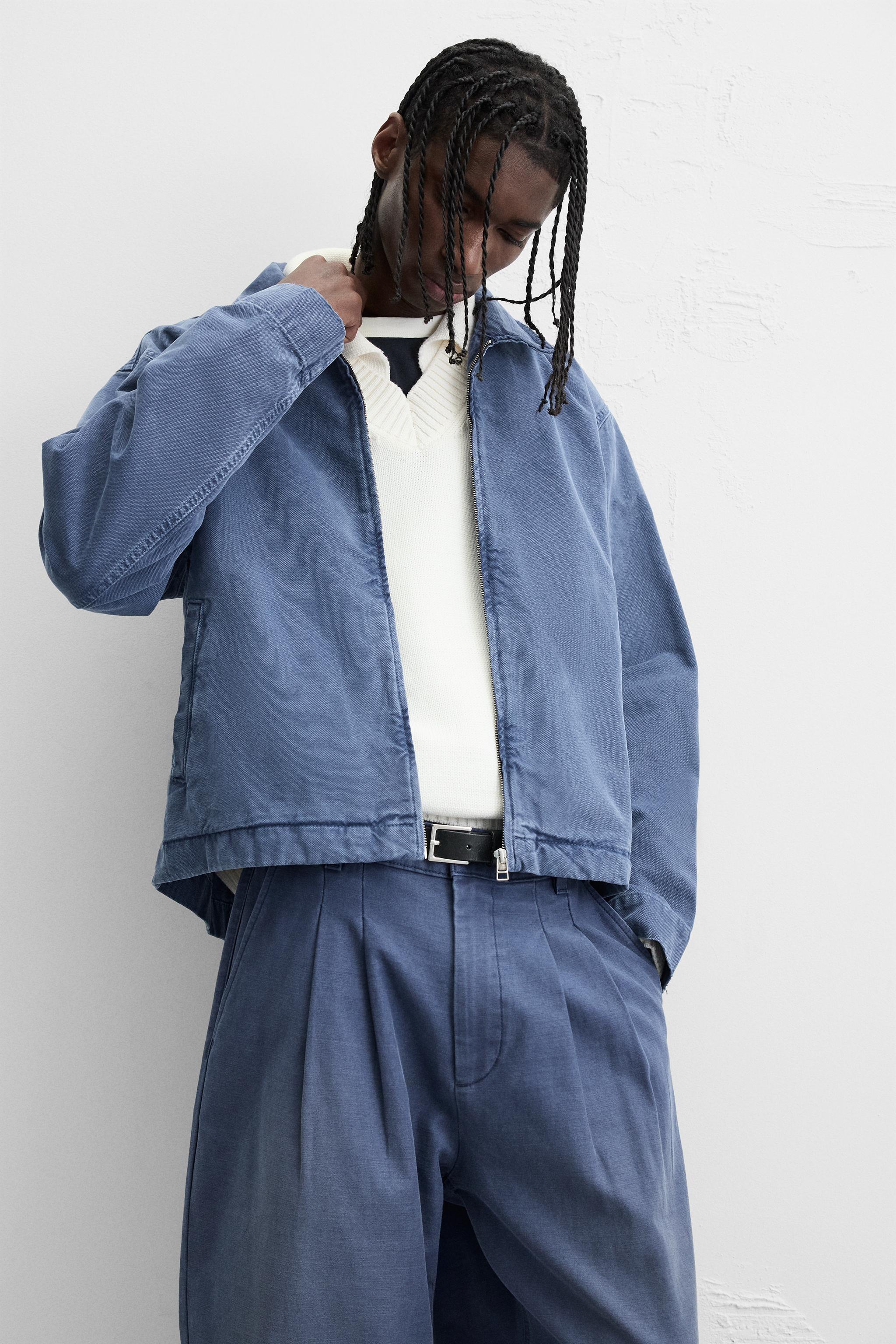 WASHED CANVAS JACKET - Blue | ZARA Canada