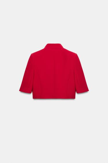 VESTE COURTE À MANCHES COURTES ZW COLLECTION - Rouge de Zara - Image 5