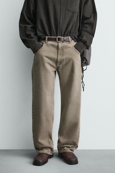 LOOSE FIT JEANS - ecru/khaki by Zara