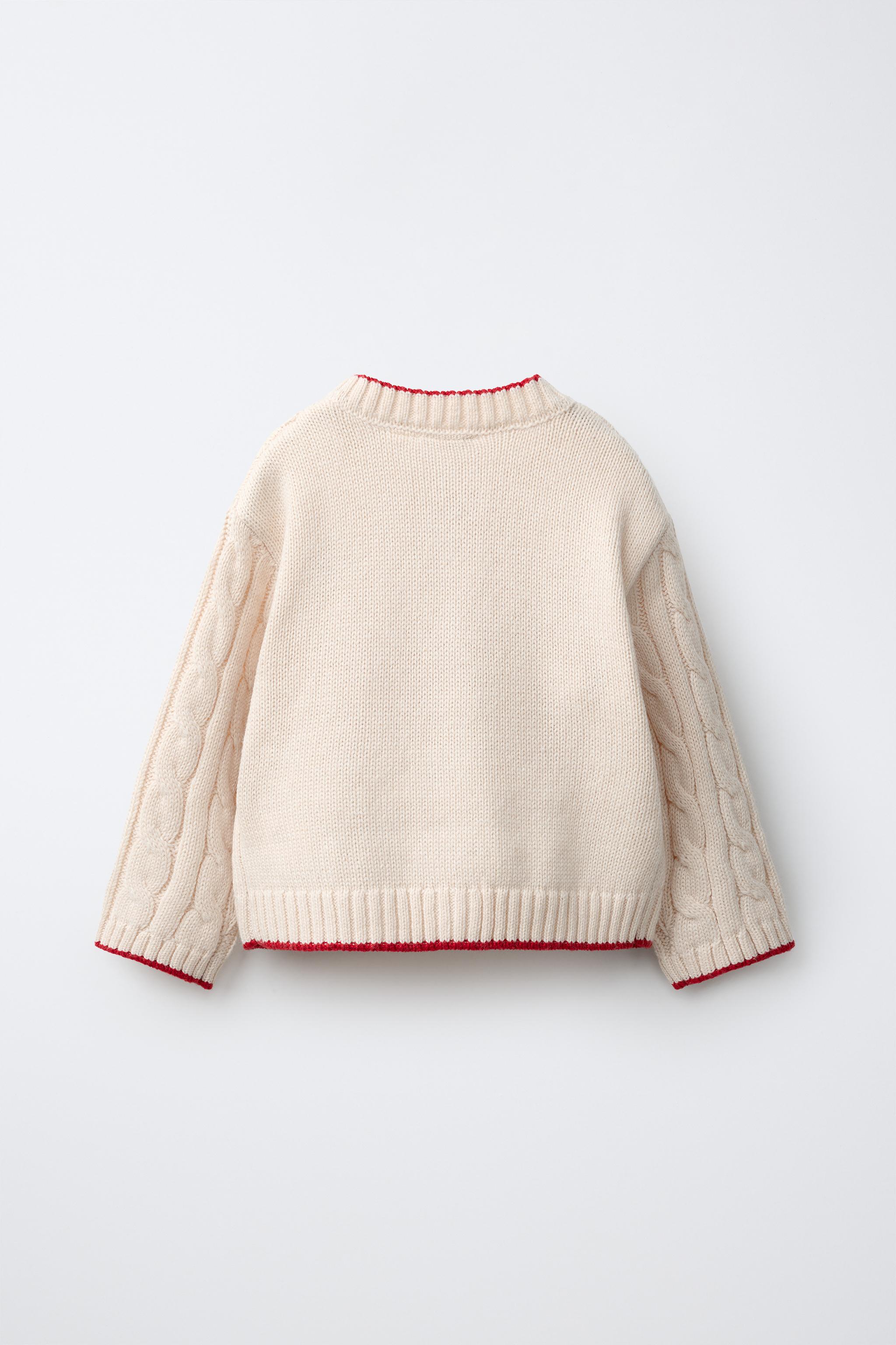CABLE-KNIT CARDIGAN WITH DOG DETAIL AND WOOL BLEND
