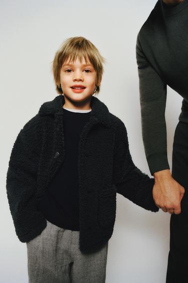 FAUX SHEARLING COAT - Dark anthracite by Zara