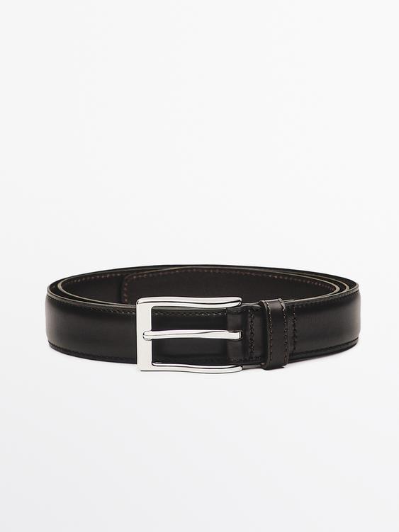 Smart nappa leather belt with topstitching from Zara - $100
