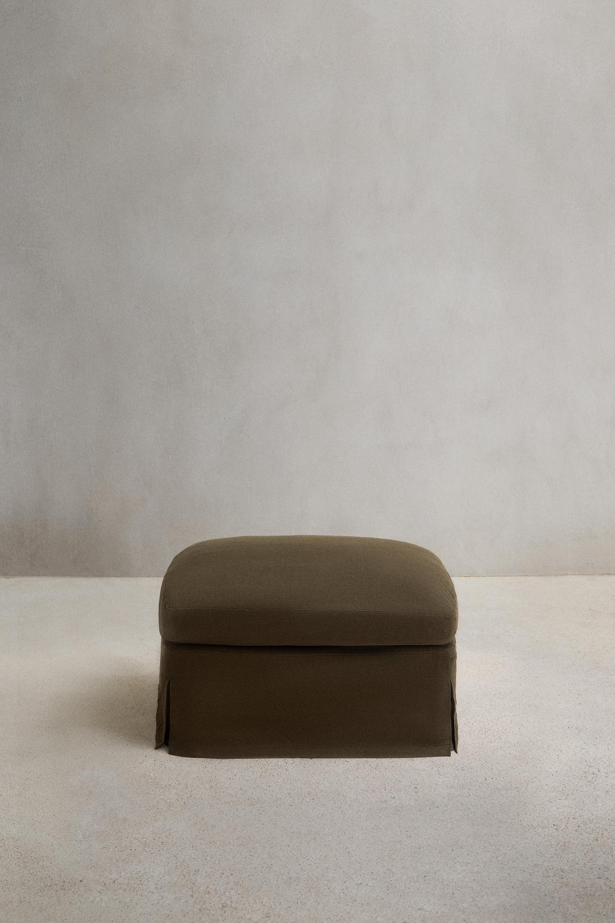 FOOTSTOOL 01 LINEN COVER — Khaki