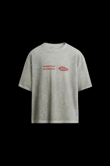 COMBINED PRINT KNIT T-SHIRT - Anthracite grey by Zara - Image 0
