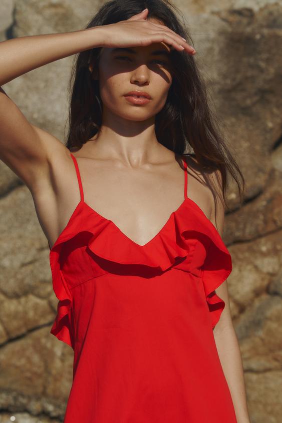 Asra - Red Net Embellished Sweetheart Neck Peplum Gown For Women