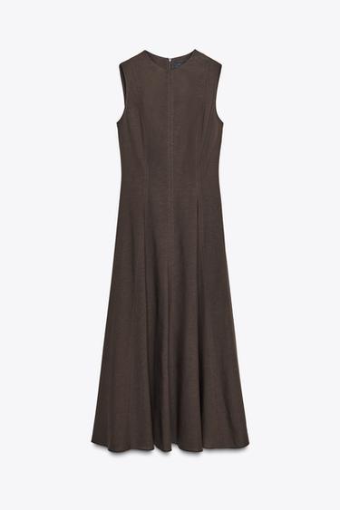 Zara ZW COLLECTION SLEEVELESS MIDI DRESS - Brown - Image 0