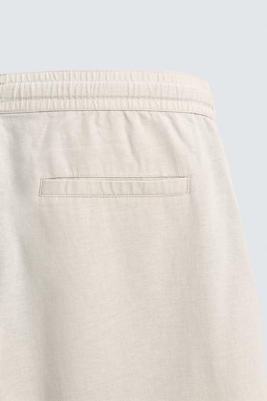 PANTALON DÉCONTRACTÉ EN MÉLANGE DE COTON - Gris perle de Zara - Image 8
