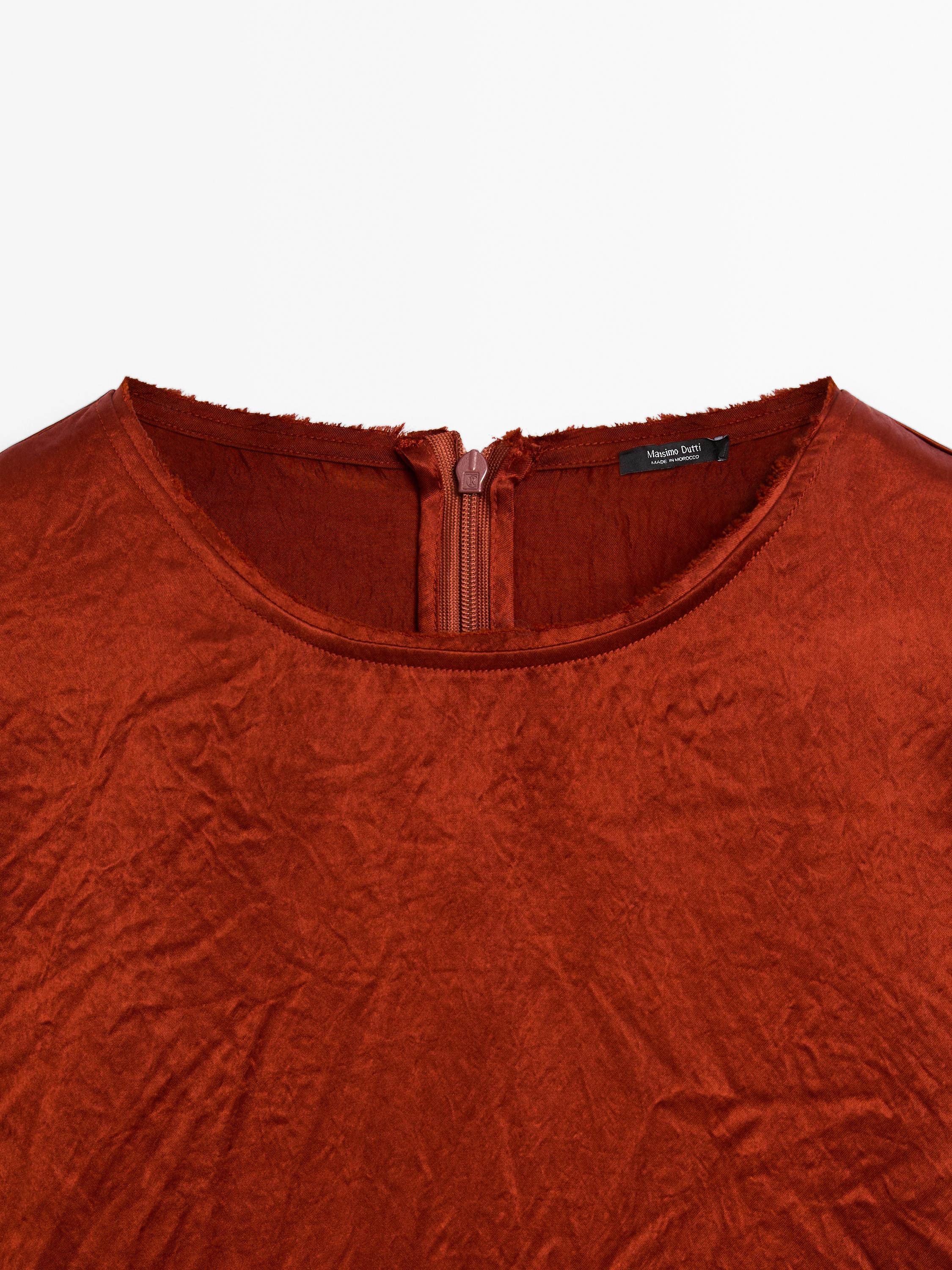 Long flowing satin dress - Orange | ZARA United States