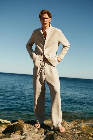 Zara 100% linen total look pants - Beige