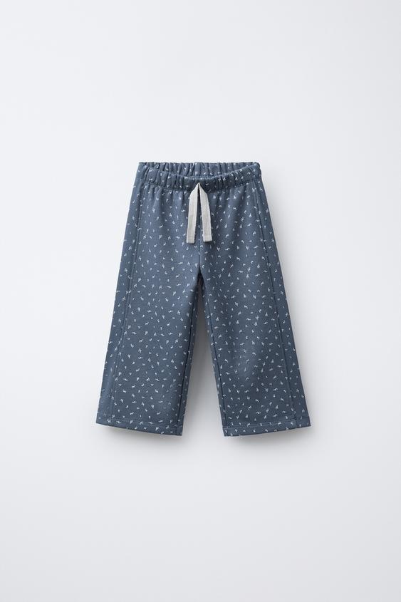 WIDE-LEG FLORAL PLUSH TROUSERS - Blue by Zara - Image 0