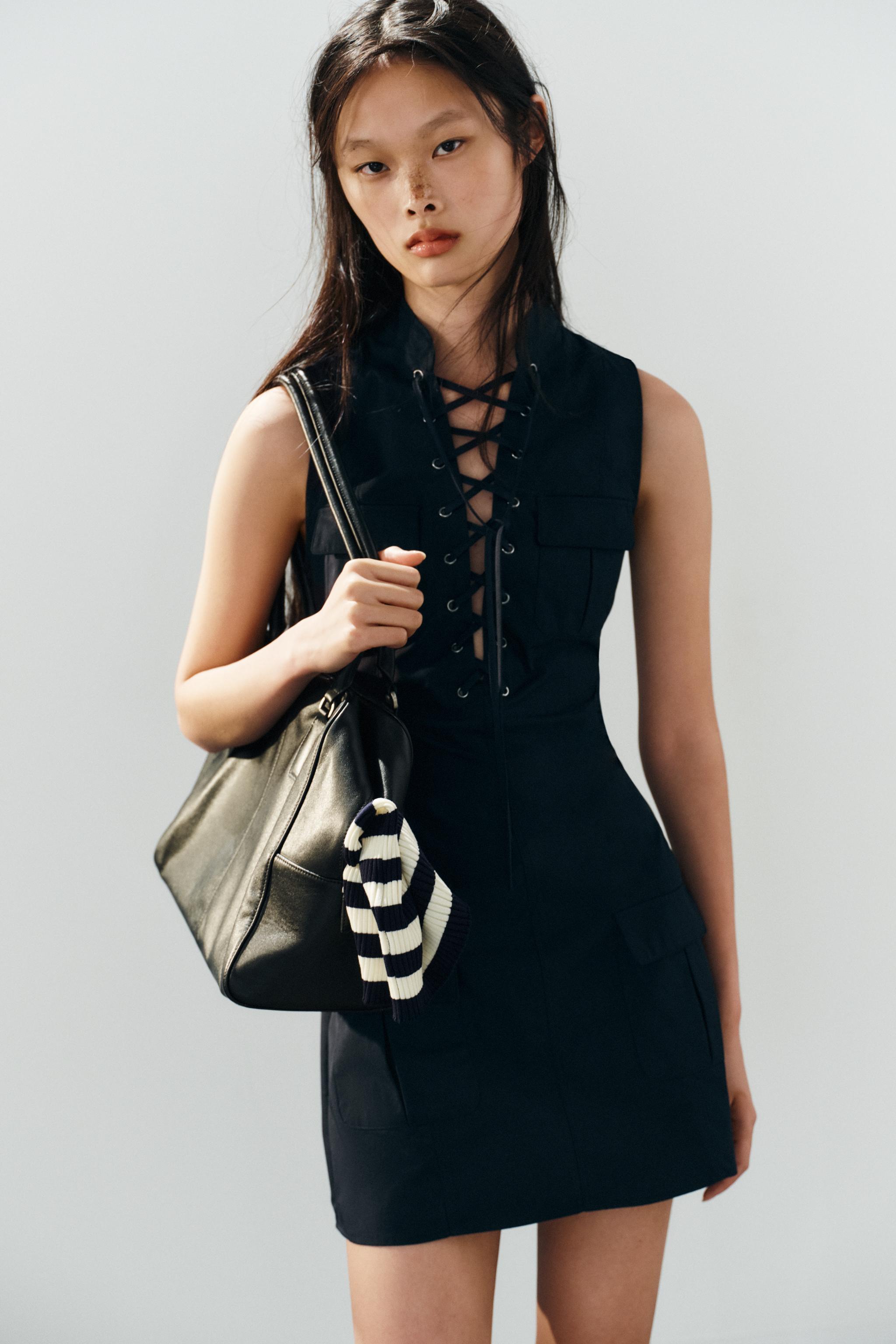 Женские платья Zara CROSS-OVER STRAP POCKET MINI DRESS — фото 2