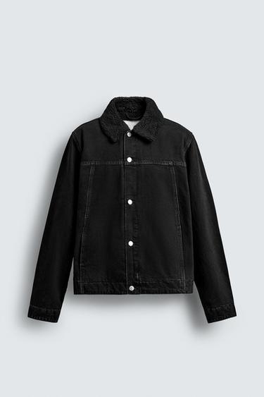 Zara DOUBLE-FACED DENIM JACKET - Black