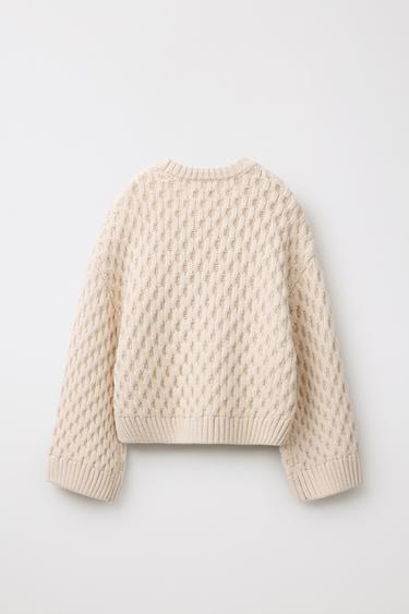 LIMITED EDITION CABLE-KNIT JUMPER - Ecru by Zara - Image 1