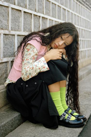 BASIC MICRO-RIBBED SOCKS - Lime by Zara