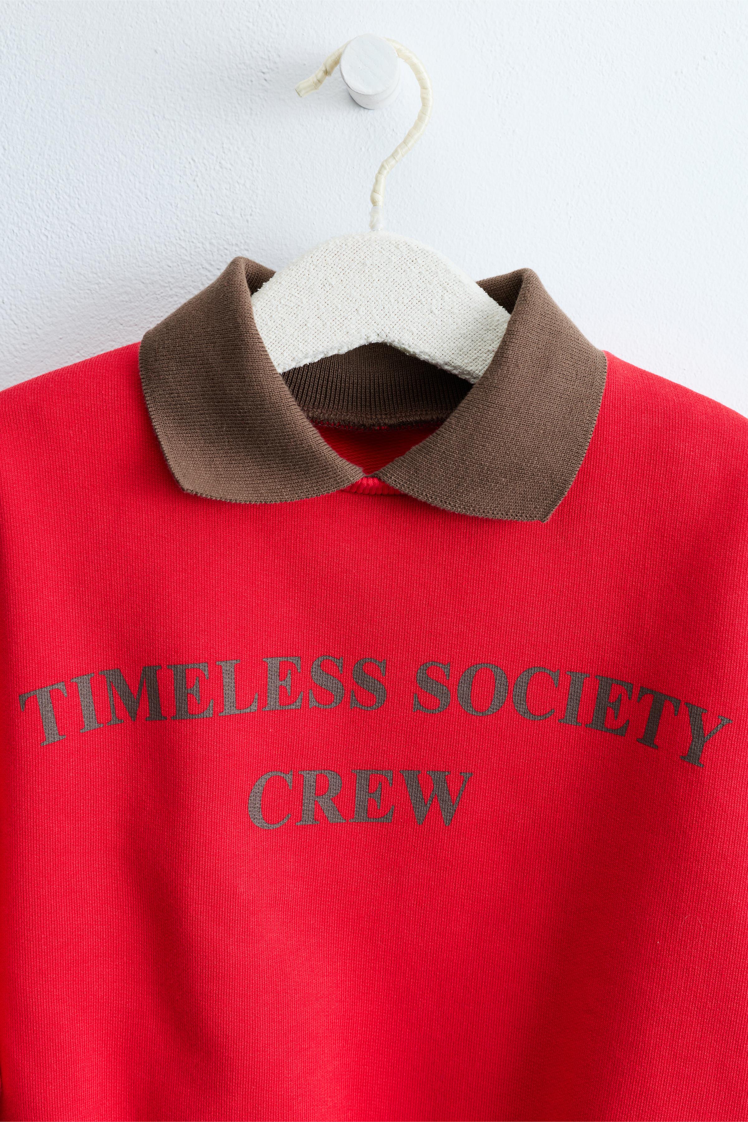 Детские худи Zara TIMELESS - TEXT PRINT POLO SWEATSHIRT — фото 4