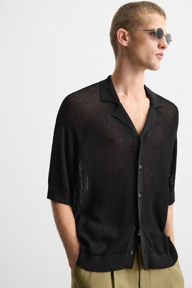 CHEMISE EN MAILLE AJOURÉE - Noir de Zara - Image 4