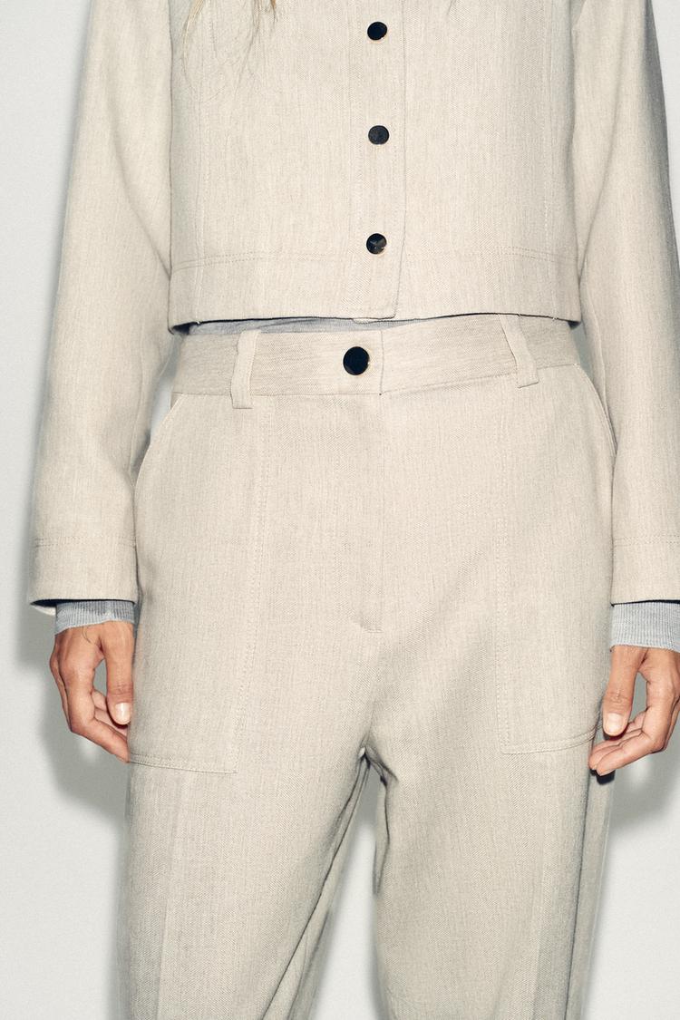 TOPSTITCHED STRAIGHT LEG PANTS