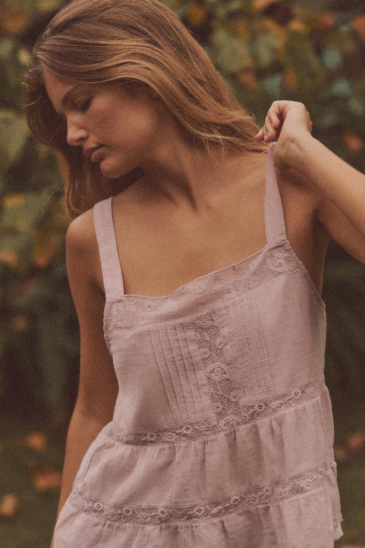 EMBROIDERED STRAPPY CHIFFON TOP